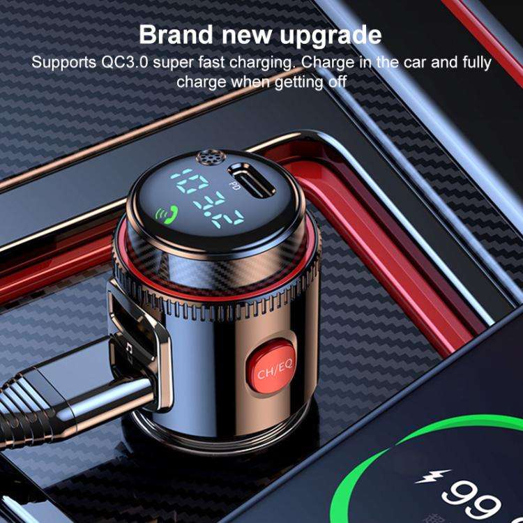 T23 Car FM Transmitter Bluetooth Player Fast Charging(Black)