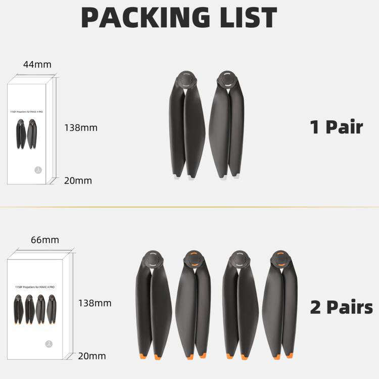 For DJI Mavic 4 Pro Sunnylife 1158F Quick-Release Propellers Blades, Type:One Pair(Orange Tip)