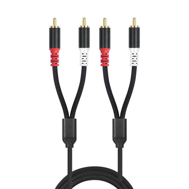 2 RCA Male to 2 RCA Male Audio Cable, Length:7.6m(Black)