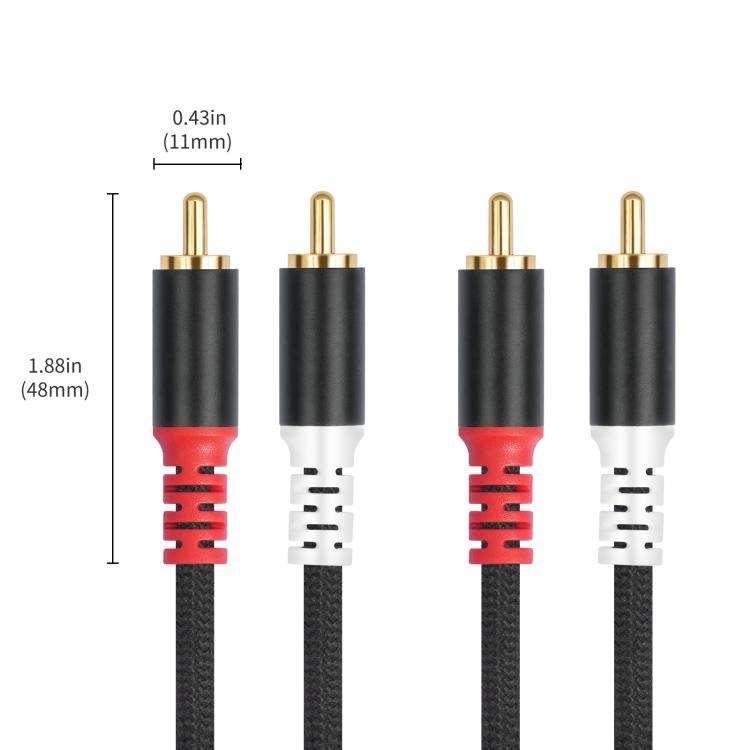 2 RCA Male to 2 RCA Male Audio Cable, Length:7.6m(Black)