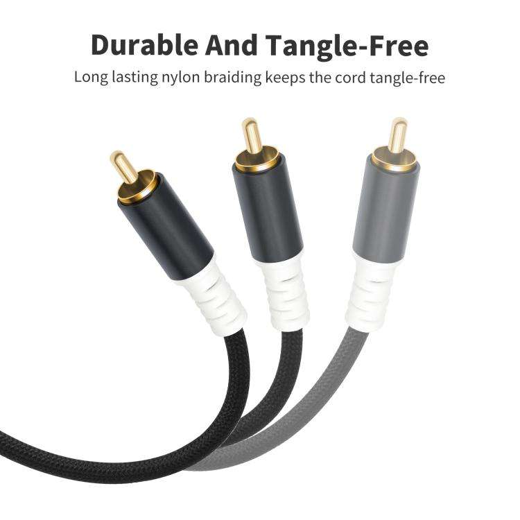 2 RCA Male to 2 RCA Male Audio Cable, Length:7.6m(Black)