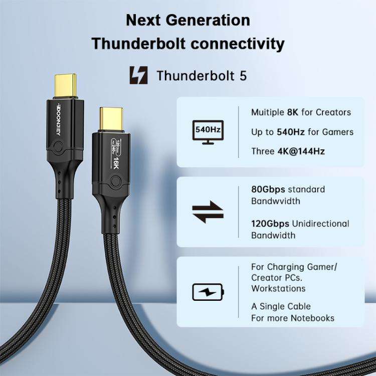 DOONJIEY DJUSB519GR 120Gbps Type-C 16K HD Projection Conversion Cable(Black)