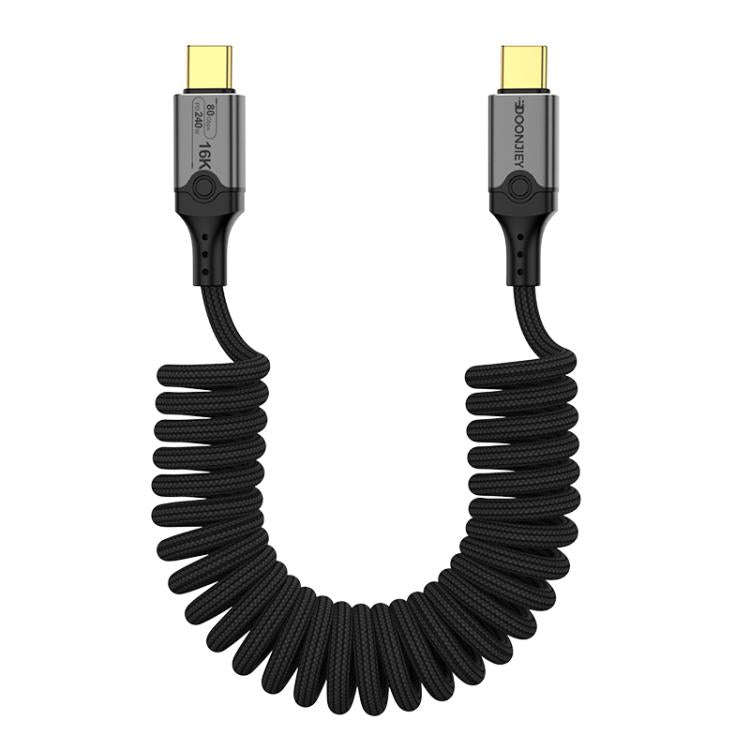 DOONJIEY DJUSB510GR 80Gbps Type-C 16K HD Projection Spring Conversion Cable(Black)
