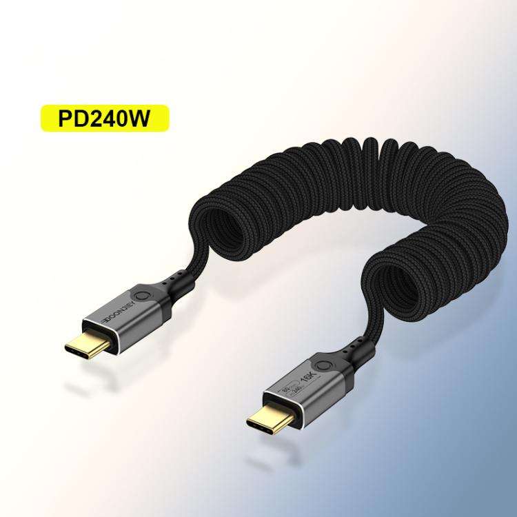 DOONJIEY DJUSB510GR 80Gbps Type-C 16K HD Projection Spring Conversion Cable(Black)