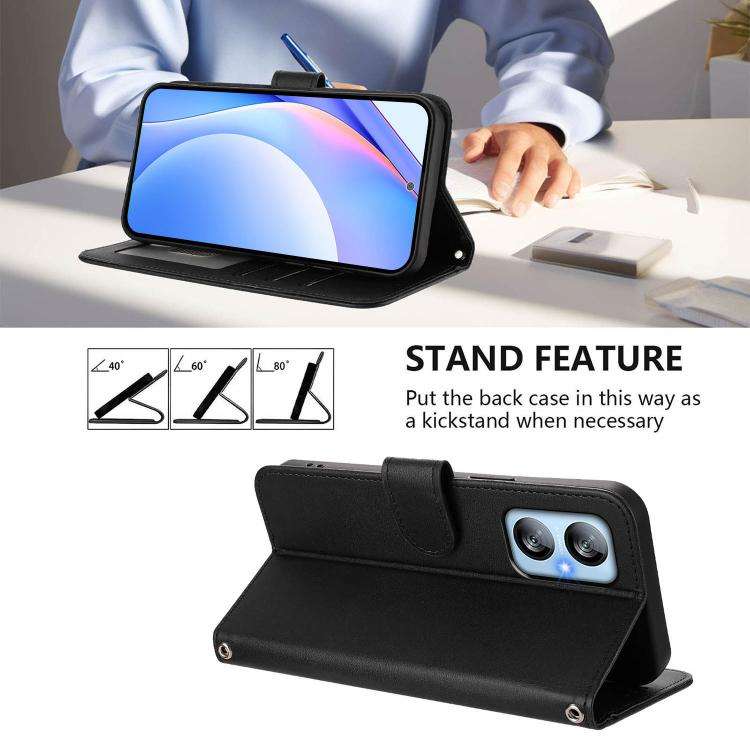 For Blackview A52 / A52 Pro Litter Panda Embossing RFID Leather Phone Case with Lanyard(Black)