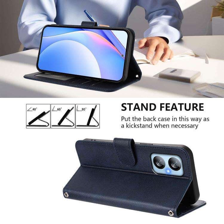 For Blackview A52 / A52 Pro Litter Panda Embossing RFID Leather Phone Case with Lanyard(Blue)