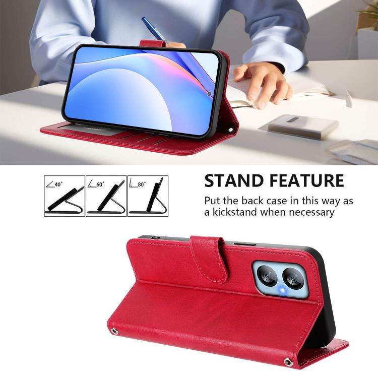 For Blackview A52 / A52 Pro Litter Panda Embossing RFID Leather Phone Case with Lanyard(Rose Red)
