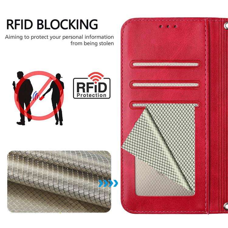 For Oukitel C32 Litter Panda Embossing RFID Leather Phone Case with Lanyard(Rose Red)