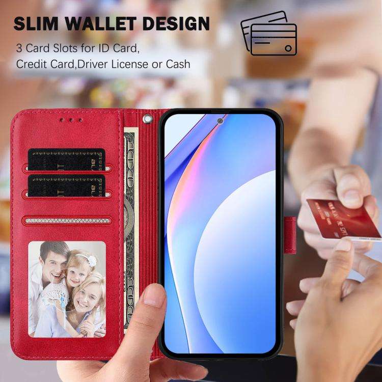 For Oukitel C32 Litter Panda Embossing RFID Leather Phone Case with Lanyard(Rose Red)