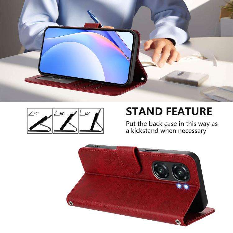 For Oukitel C58 / C58 Pro Litter Panda Embossing RFID Leather Phone Case with Lanyard(Wine Red)
