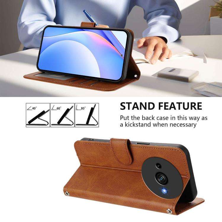 For Oukitel C59 / C59 Pro Litter Panda Embossing RFID Leather Phone Case with Lanyard(Brown)
