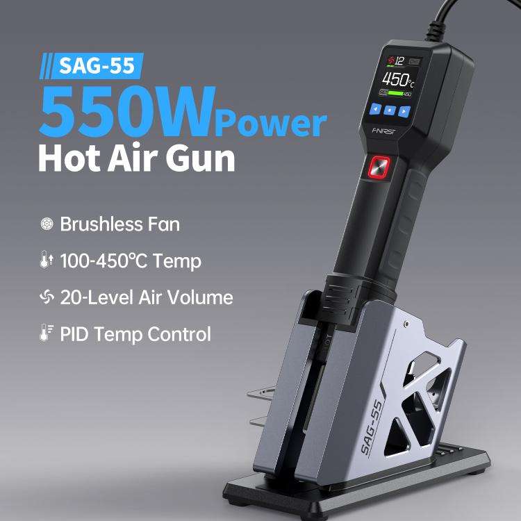 FNIRSI SAG-55 550W High Temperature Portable Micro Hot Air Gun, Type:Standard Ordinary Base(EU Plug)