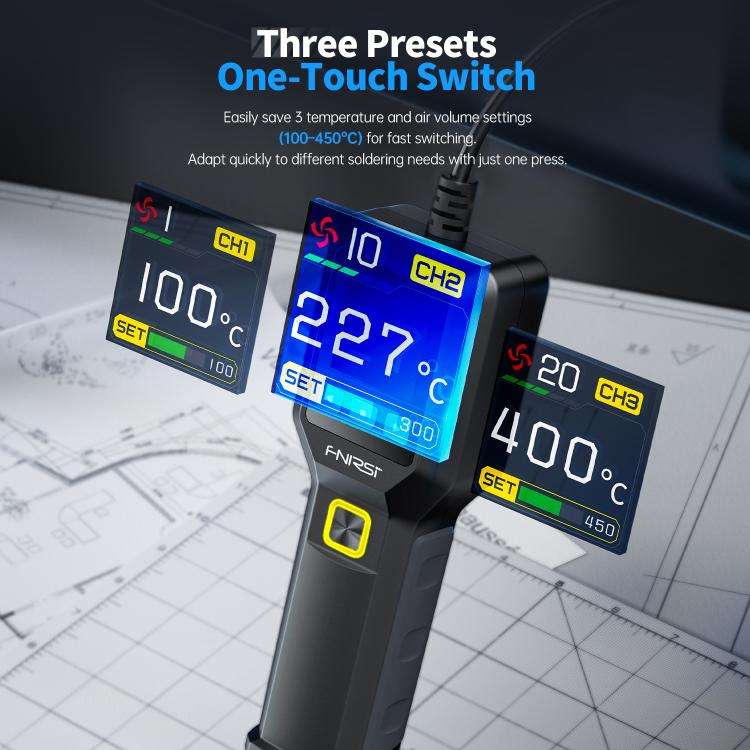 FNIRSI SAG-55 550W High Temperature Portable Micro Hot Air Gun, Type:High-match Metal Base(US Plug)