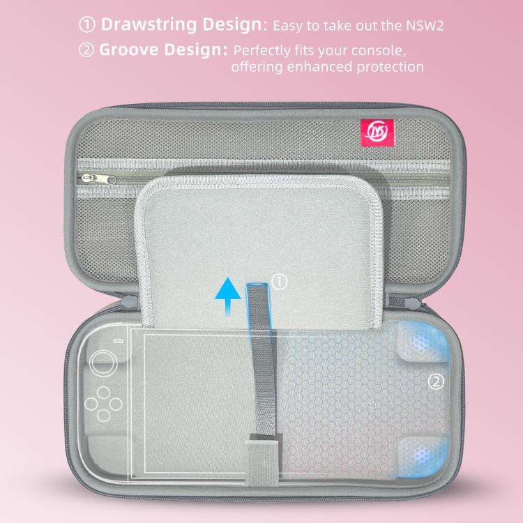 For Nintendo Switch 2 EVA Portable Shockproof Waterproof Portable Game Console Storage Bag(Pink G...
