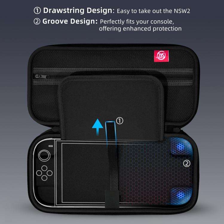 For Nintendo Switch 2 EVA Portable Shockproof Waterproof Portable Game Console Storage Bag(Black ...