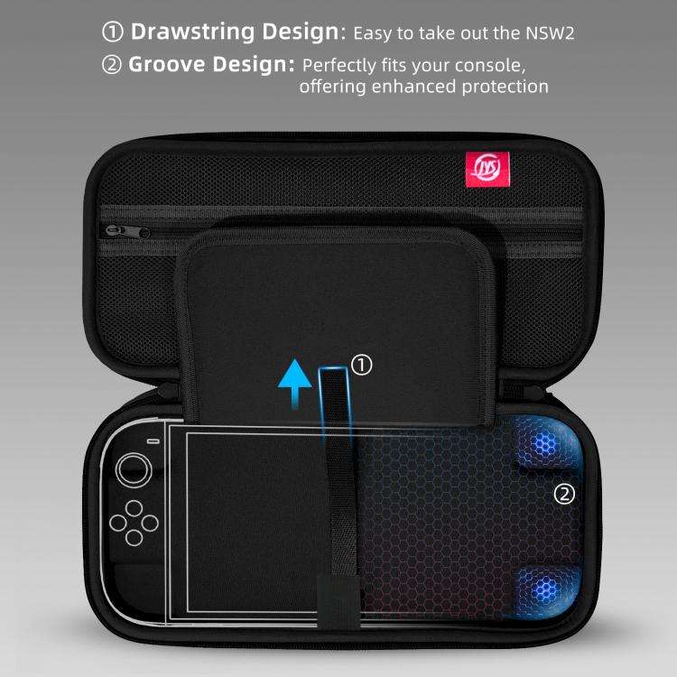 For Nintendo Switch 2 EVA Portable Shockproof Waterproof Portable Game Console Storage Bag(Black)