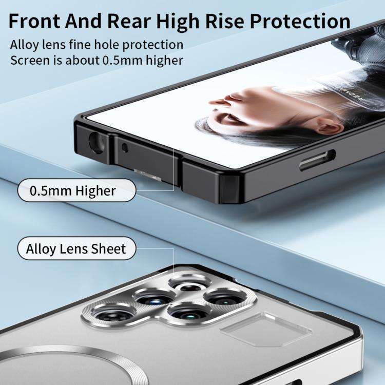 For ZTE nubia RedMagic 11 Pro / 11 Pro+ Irregular Alloy Frame Fosted Translucent MagSafe Phone Ca...