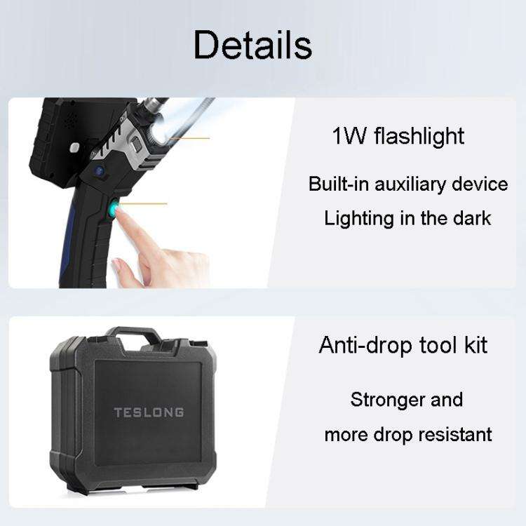 TESLONG NTS300 5 Inch Large Screen Industrial Endoscope Auto Repair Tools, Model:8mm Dual Lens / 1m