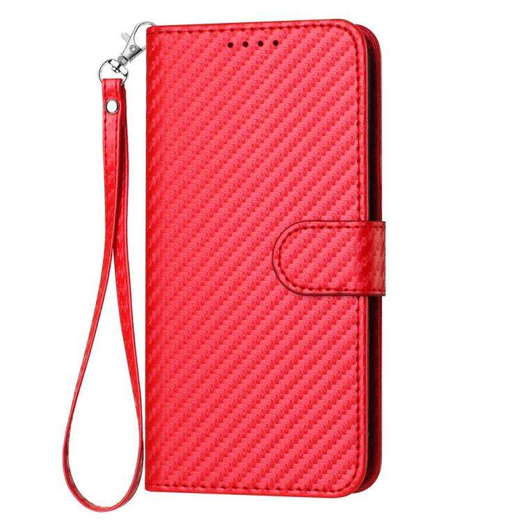 For Doogee Note 58 / Note 58 Pro YX0070 Carbon Fiber Buckle Leather Phone Case with Lanyard(Red)