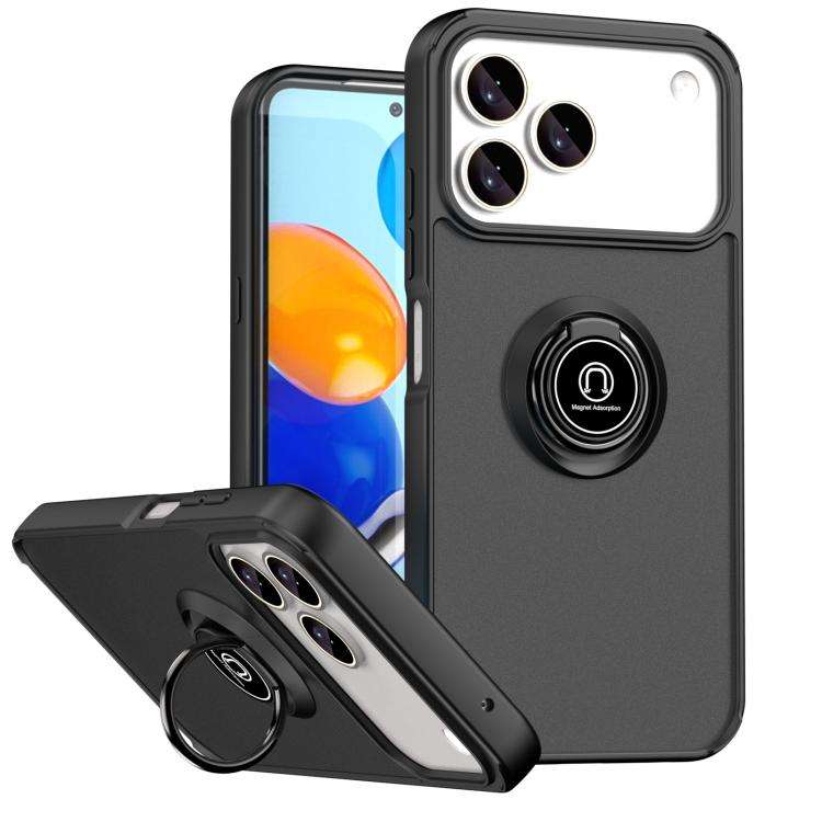 For ZTE Blade V80 Pro / V80 Vita Q Shadow 1 Series TPU + PC Phone Case with Ring(Black)