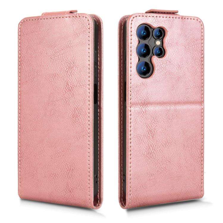 For Oukitel C1 / C1 Pro Magnetic Vertical Flip Leather Phone Case with Buckle(Rose Gold)