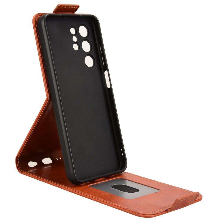 For Oukitel C1 / C1 Pro Magnetic Vertical Flip Leather Phone Case with Buckle(Brown)