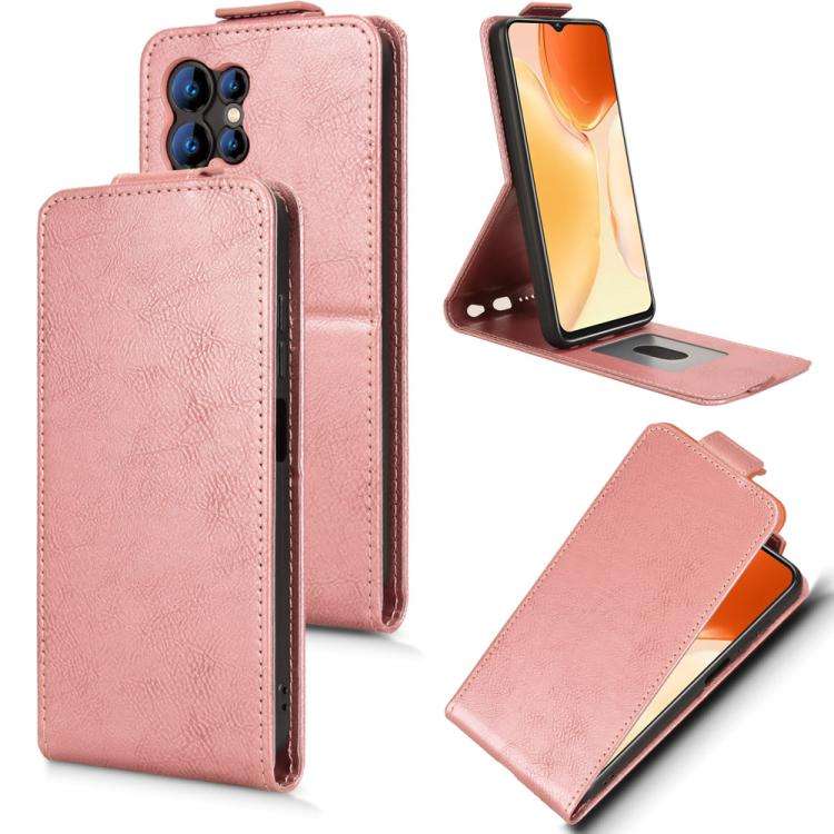 For Oukitel C61 / C61 Pro Magnetic Vertical Flip Leather Phone Case with Buckle(Rose Gold)