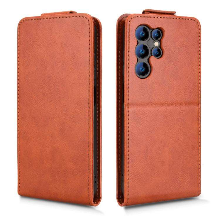 For Oukitel C61 / C61 Pro Magnetic Vertical Flip Leather Phone Case with Buckle(Brown)