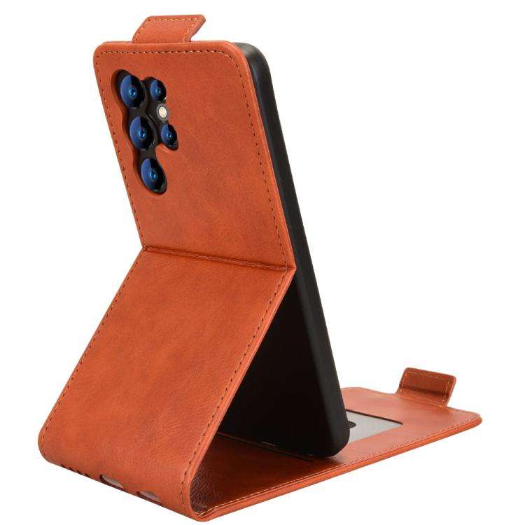 For Oukitel C61 / C61 Pro Magnetic Vertical Flip Leather Phone Case with Buckle(Brown)