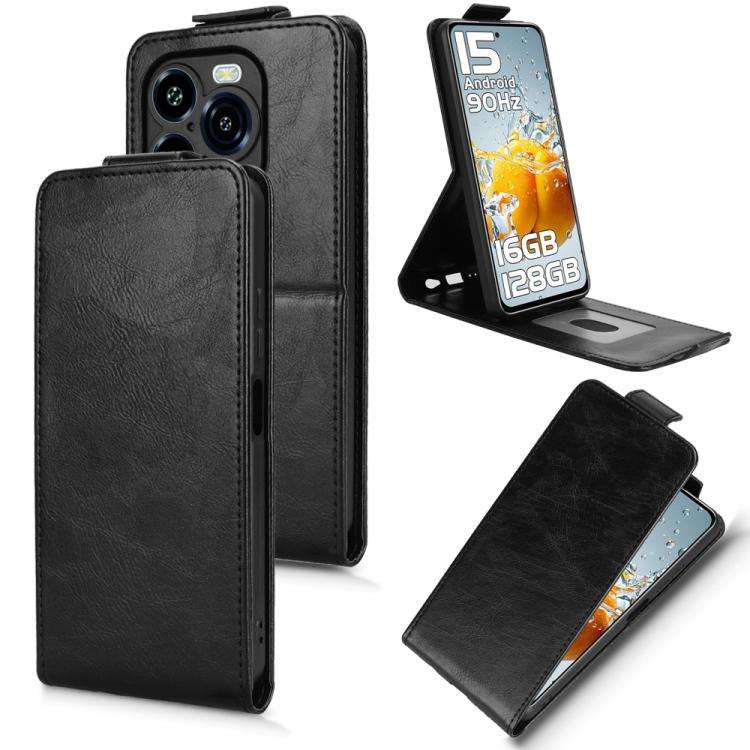 For Oukitel C65 / C65 Pro Magnetic Vertical Flip Leather Phone Case with Buckle(Black)