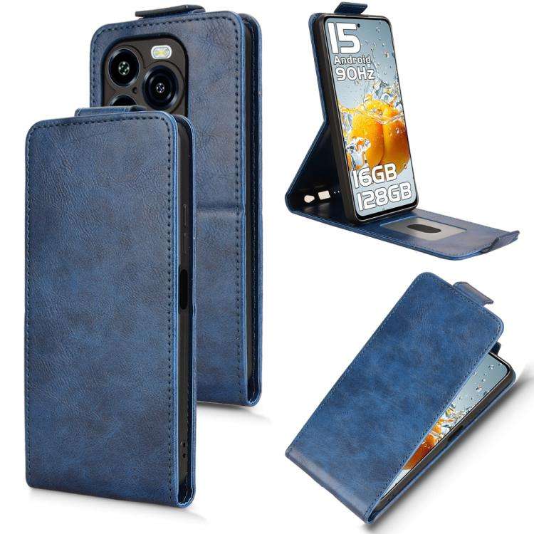 For Oukitel C65 / C65 Pro Magnetic Vertical Flip Leather Phone Case with Buckle(Blue)