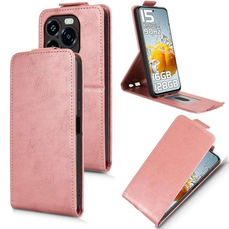 For Oukitel C65 / C65 Pro Magnetic Vertical Flip Leather Phone Case with Buckle(Rose Gold)