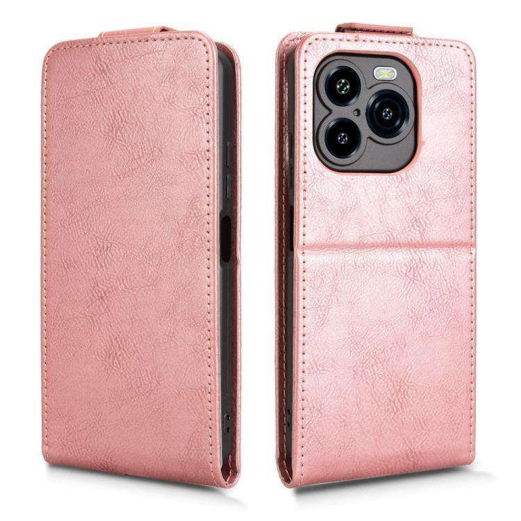 For Oukitel C65 / C65 Pro Magnetic Vertical Flip Leather Phone Case with Buckle(Rose Gold)
