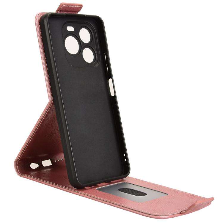For Oukitel C65 / C65 Pro Magnetic Vertical Flip Leather Phone Case with Buckle(Rose Gold)