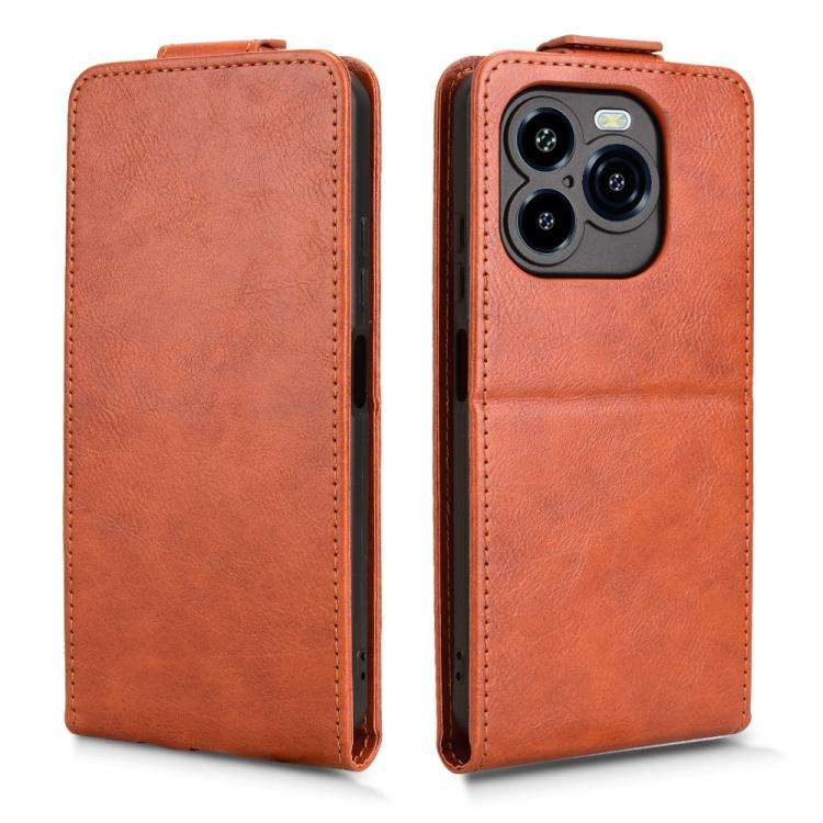 For Oukitel C65 / C65 Pro Magnetic Vertical Flip Leather Phone Case with Buckle(Brown)