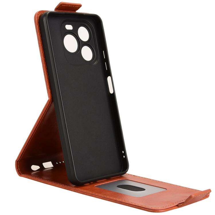 For Oukitel C65 / C65 Pro Magnetic Vertical Flip Leather Phone Case with Buckle(Brown)