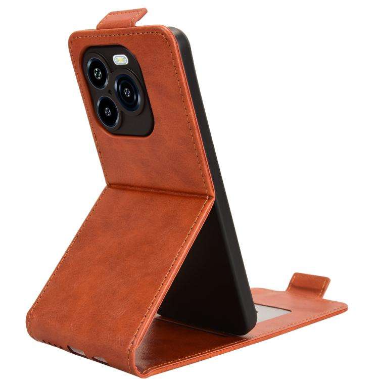 For Oukitel C65 / C65 Pro Magnetic Vertical Flip Leather Phone Case with Buckle(Brown)