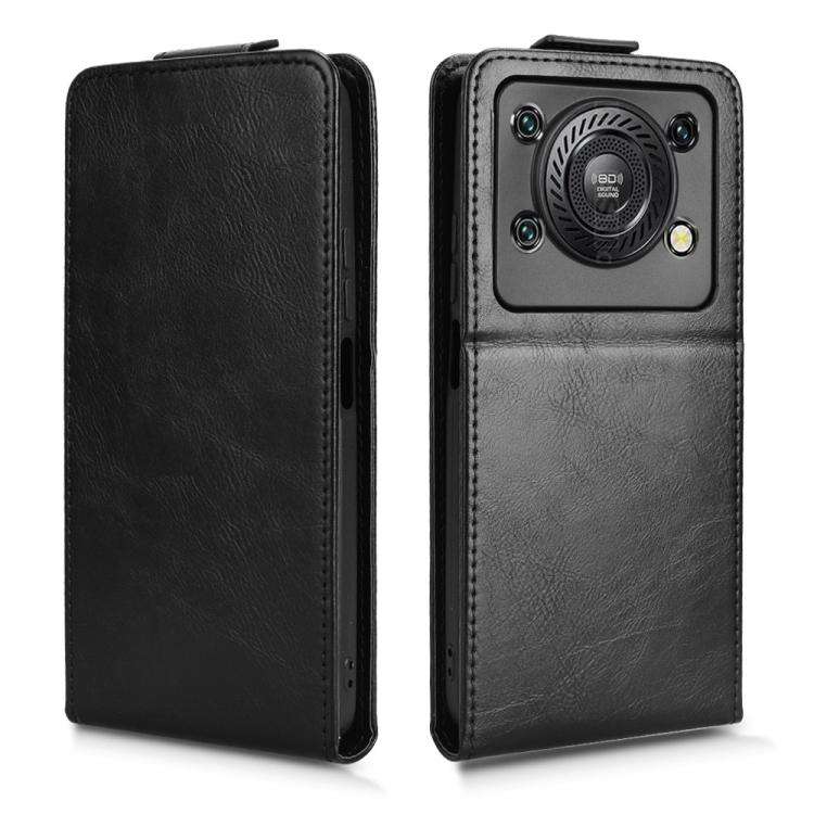 For Oukitel C60 / C60 Pro Magnetic Vertical Flip Leather Phone Case with Buckle(Black)
