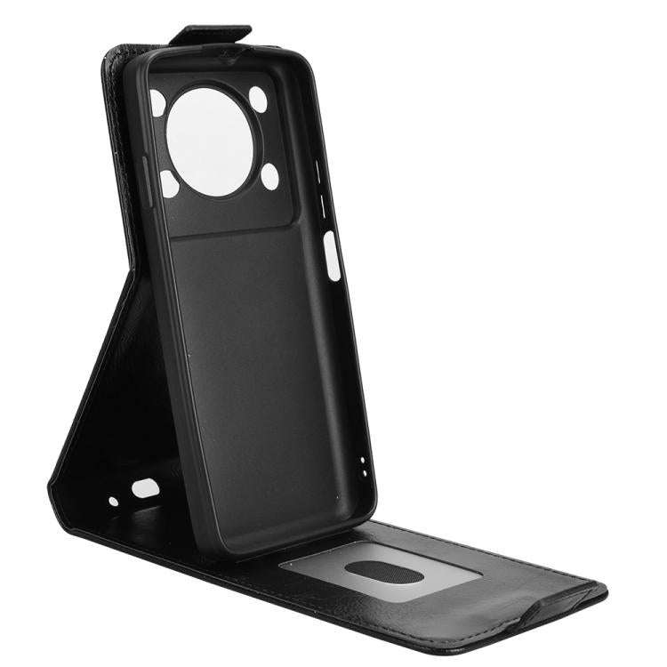 For Oukitel C60 / C60 Pro Magnetic Vertical Flip Leather Phone Case with Buckle(Black)