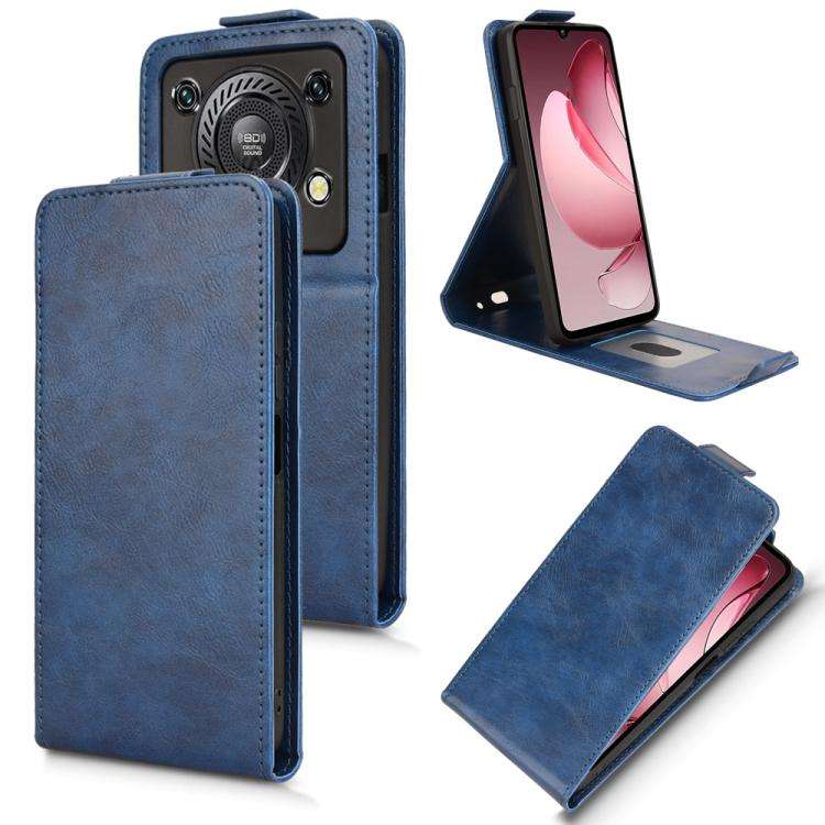 For Oukitel C60 / C60 Pro Magnetic Vertical Flip Leather Phone Case with Buckle(Blue)