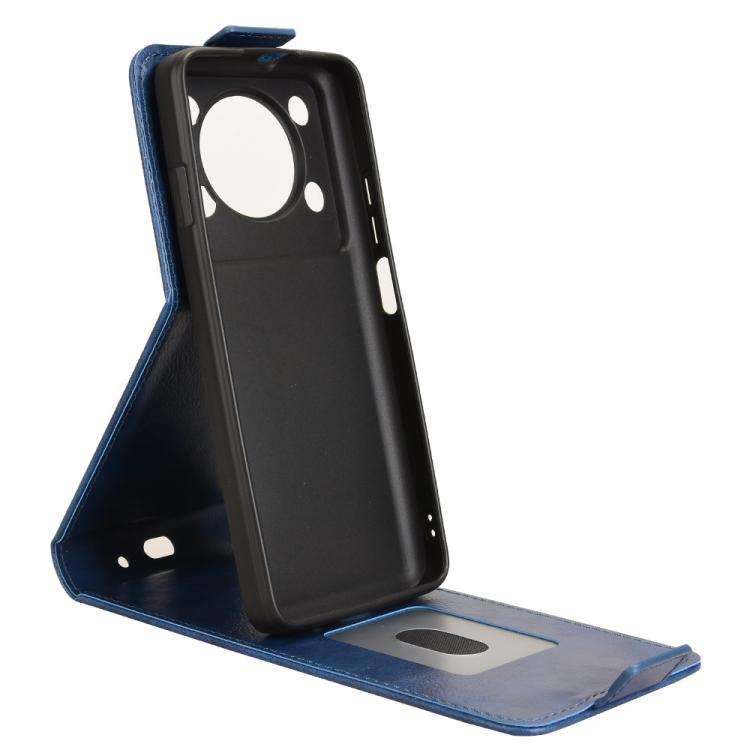 For Oukitel C60 / C60 Pro Magnetic Vertical Flip Leather Phone Case with Buckle(Blue)