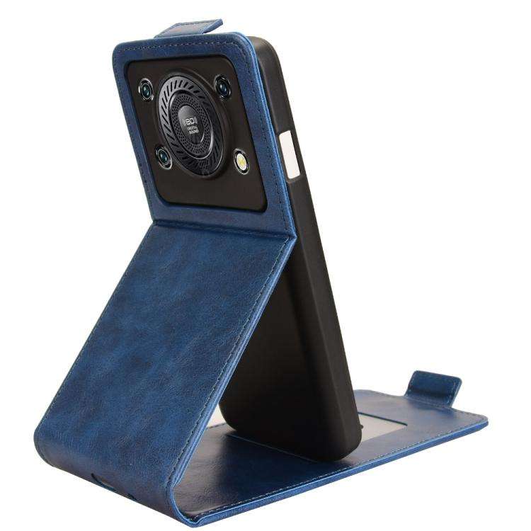 For Oukitel C60 / C60 Pro Magnetic Vertical Flip Leather Phone Case with Buckle(Blue)