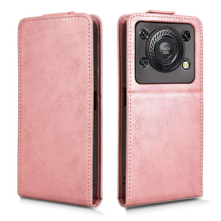 For Oukitel C60 / C60 Pro Magnetic Vertical Flip Leather Phone Case with Buckle(Rose Gold)