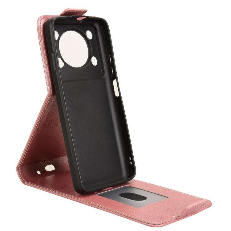 For Oukitel C60 / C60 Pro Magnetic Vertical Flip Leather Phone Case with Buckle(Rose Gold)