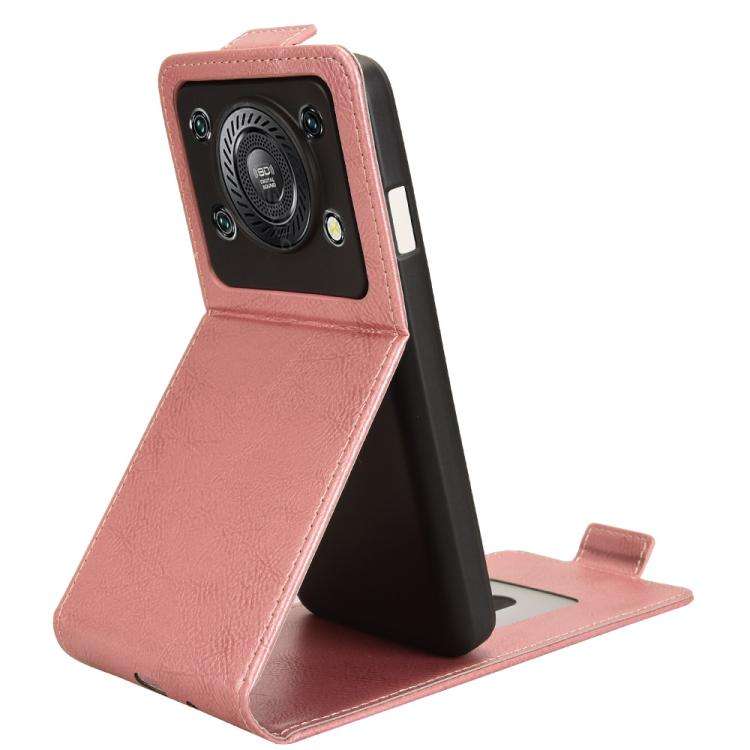 For Oukitel C60 / C60 Pro Magnetic Vertical Flip Leather Phone Case with Buckle(Rose Gold)