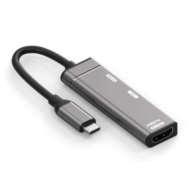 Type-C to Type-C, USB-A, HDMI HUB Docking Station(Grey)