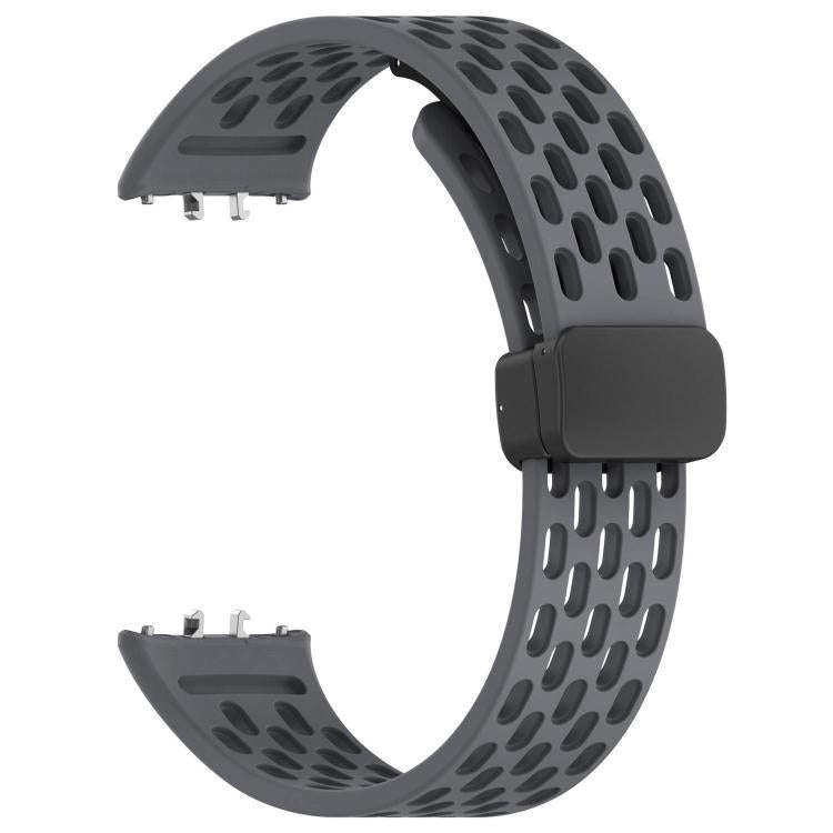 For Galaxy Fit3 xDfind Hole Style Magnetic Black Buckle Silicone Watch Band(Dark Grey)