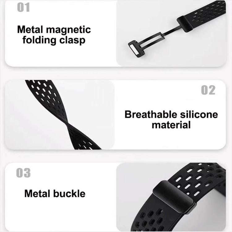 For Galaxy Fit3 xDfind Hole Style Magnetic Black Buckle Silicone Watch Band(Dark Grey)