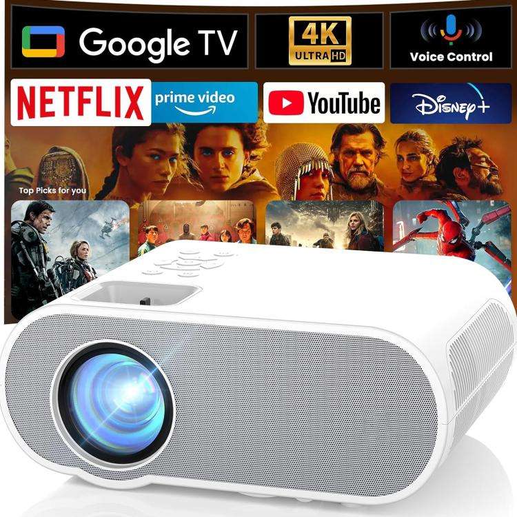 Cheerlux C10 Google TV Version 2K Dongle 1920x1080P 300ANSI Smart Projector, AU Plug(White)