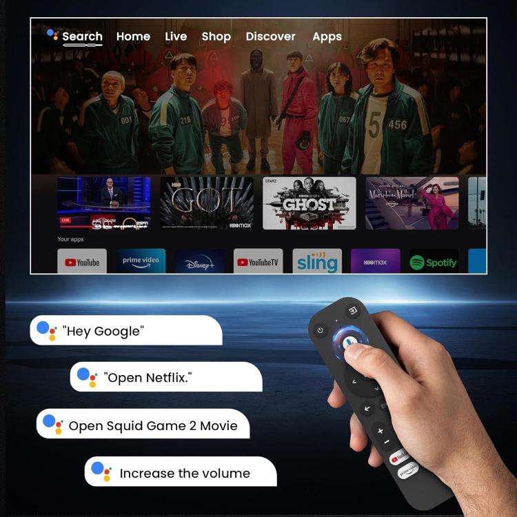 Cheerlux C10 Google TV Version 2K Dongle 1920x1080P 300ANSI Smart Projector, US Plug(White)